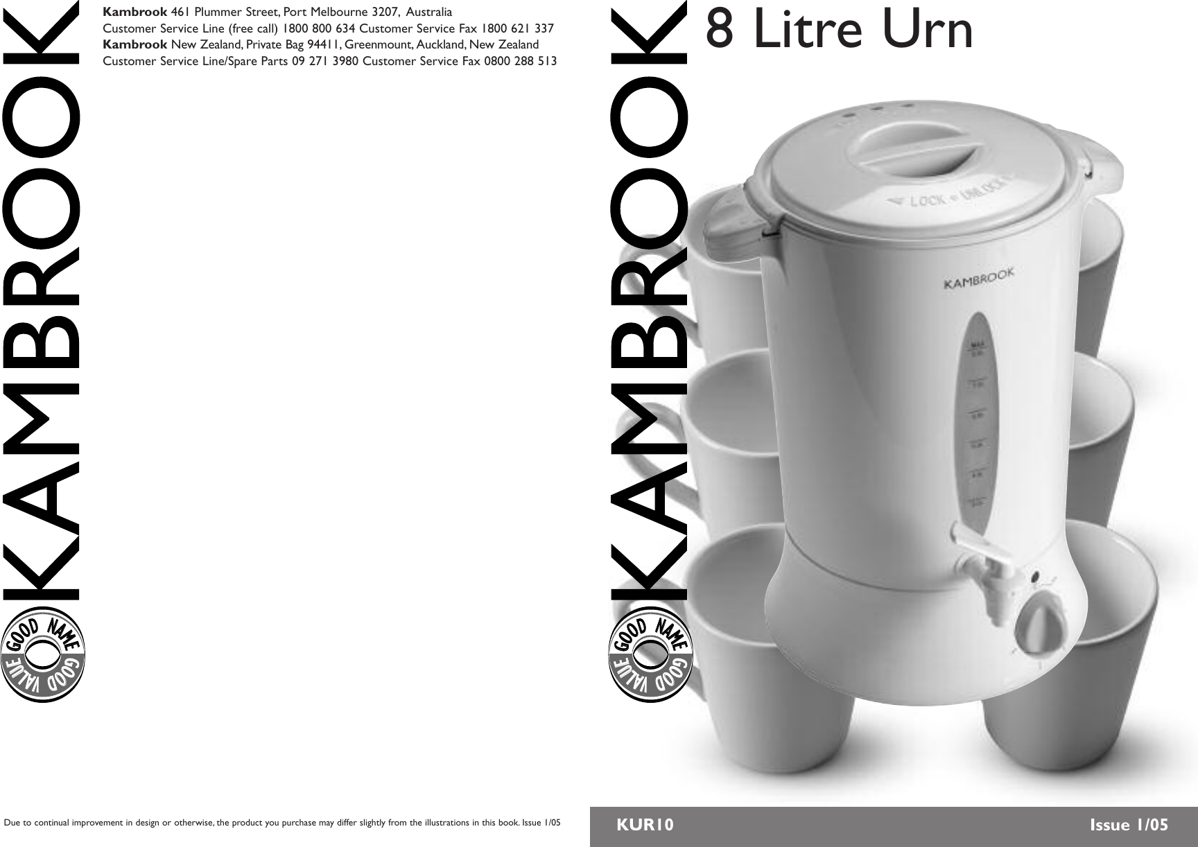 Page 1 of 4 - Kambrook Kambrook-8-Litre-Urn-Kur10-Users-Manual- 8856 KOH6/10/12T Manual  Kambrook-8-litre-urn-kur10-users-manual