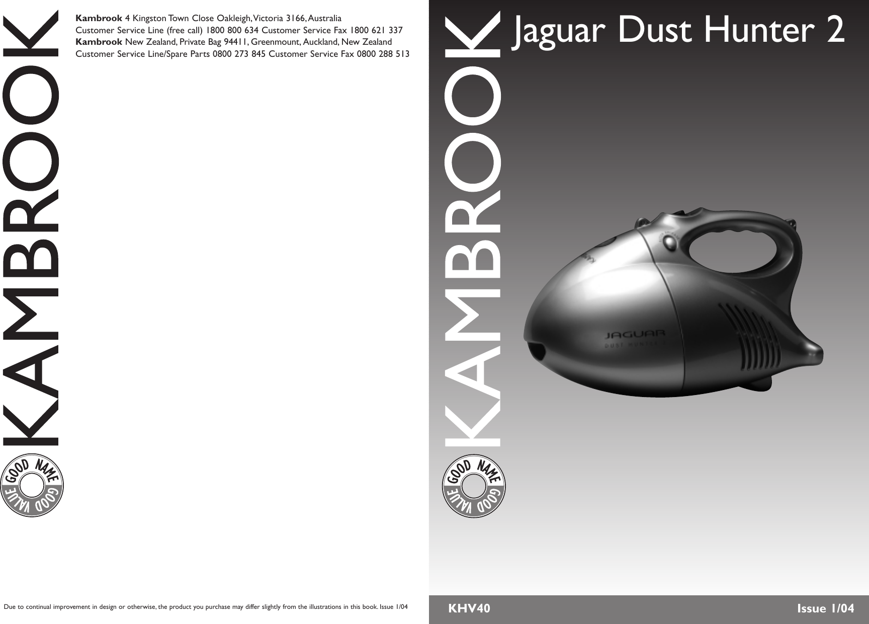 Kambrook Jaguar Khv40 Users Manual KAM 9112 KAK5 Kettle