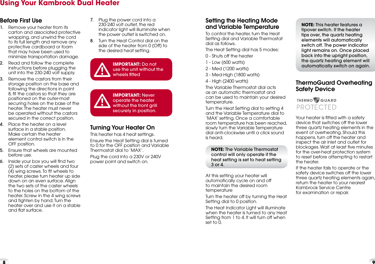 Page 5 of 6 - Kambrook Kambrook-Kambrook-Electric-Heater-Krh300-Users-Manual-  Kambrook-kambrook-electric-heater-krh300-users-manual