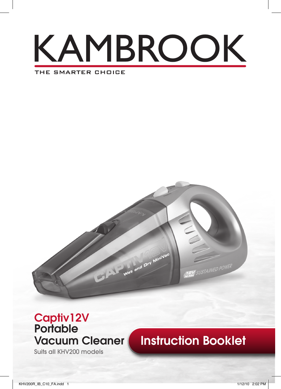 Kambrook Vacuum Cleaner Khv200 Users Manual