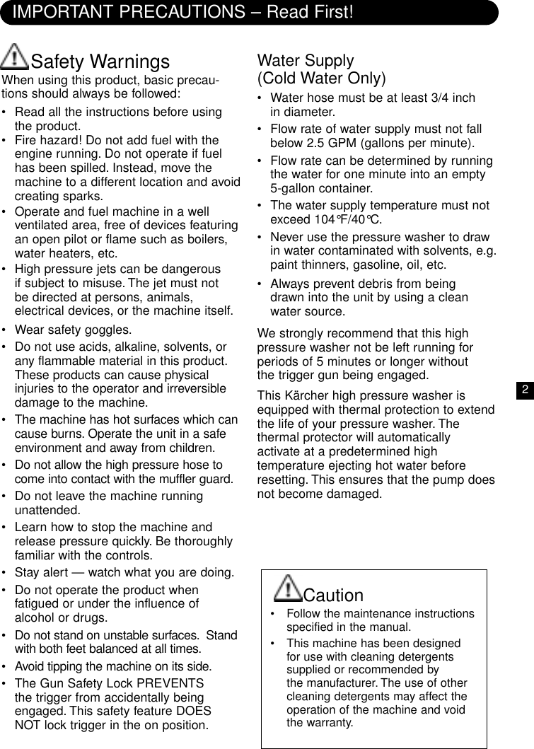 Page 3 of 12 - Karcher Karcher-G-2400-Hh-K-2400-Hh-Users-Manual-  Karcher-g-2400-hh-k-2400-hh-users-manual