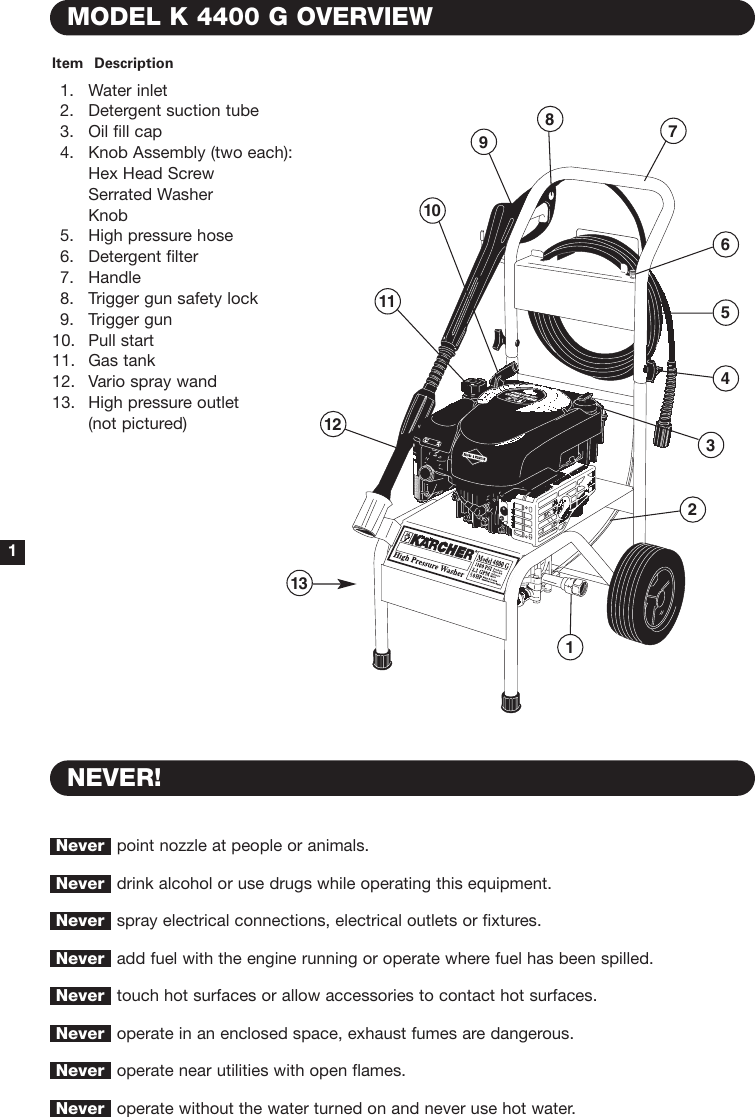 Page 2 of 12 - Karcher Karcher-K4400G-Users-Manual- K4000G Manual-1  Karcher-k4400g-users-manual