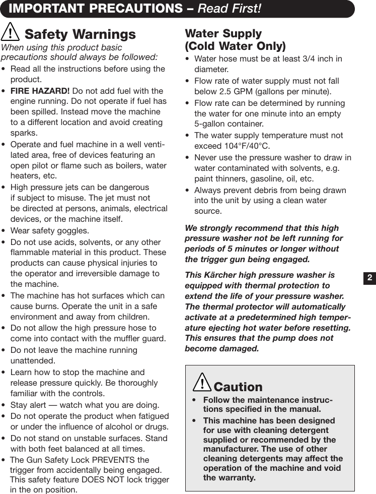 Page 3 of 12 - Karcher Karcher-K-5000-G-Users-Manual- K5000G Manual-4  Karcher-k-5000-g-users-manual