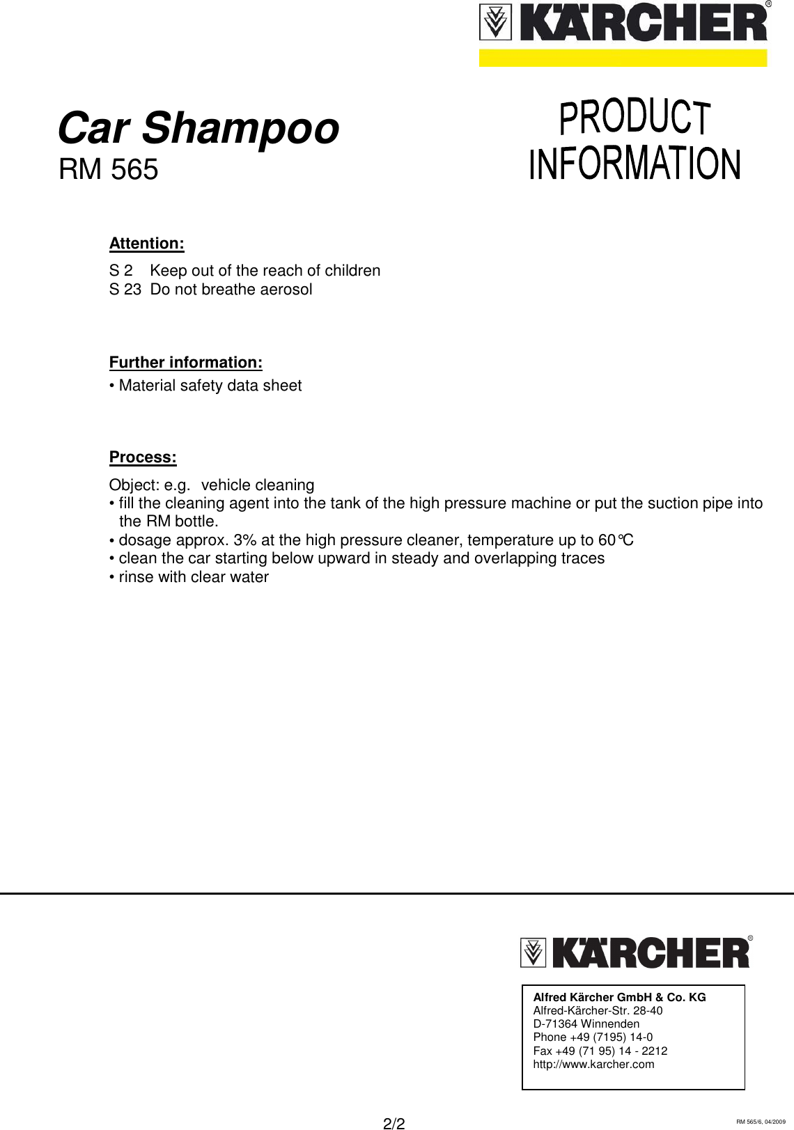 Page 2 of 2 - Karcher Karcher-Rm-565-Users-Manual-  Karcher-rm-565-users-manual