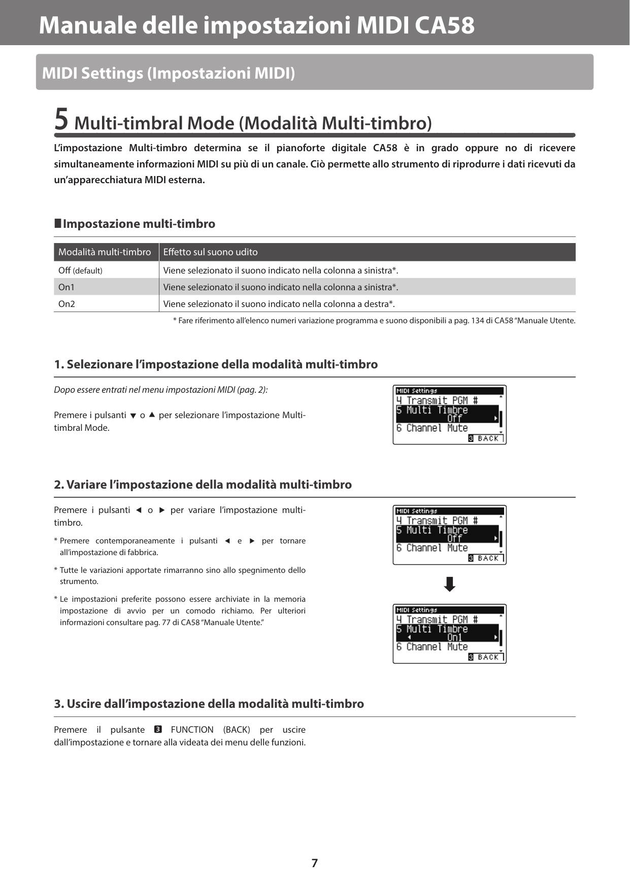 Page 7 of 9 - Kawai CA58 MIDI Settings Manual (Italian) IT