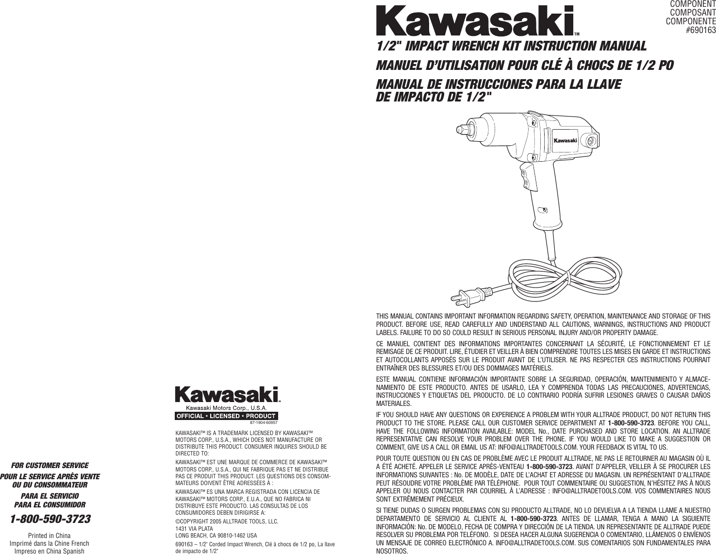 Page 1 of 8 - Kawasaki Kawasaki-690163-Users-Manual-  Kawasaki-690163-users-manual