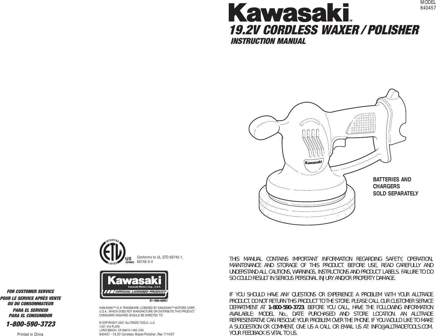 Page 1 of 11 - Kawasaki Kawasaki-840457-Users-Manual-  Kawasaki-840457-users-manual