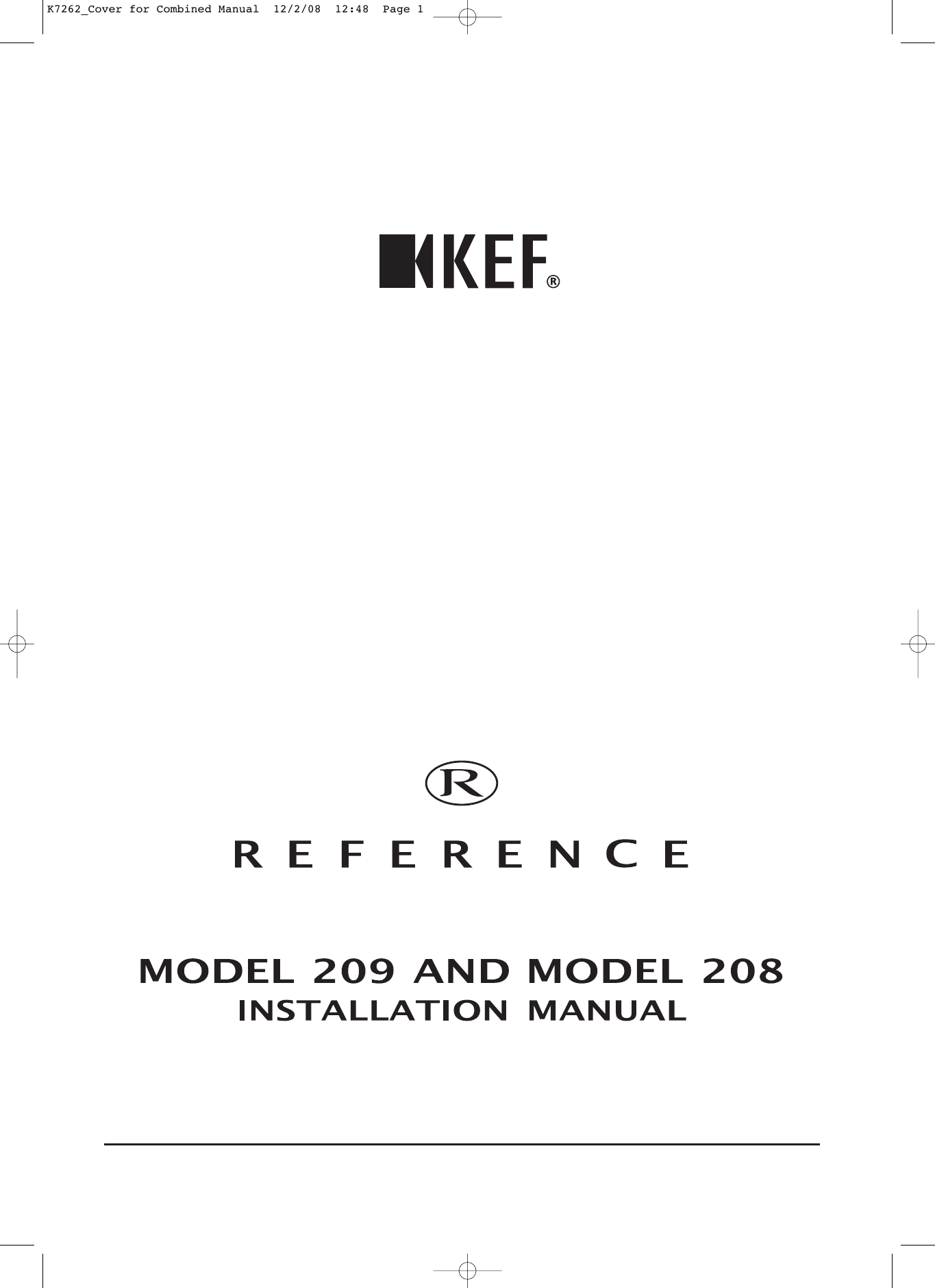 Kef Audio 208 Users Manual K7241 