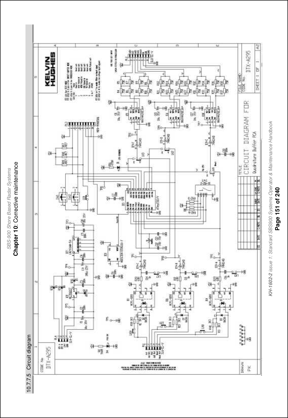 SBS-900 Shore Based Radar SystemsChapter 10: Corrective maintenanceKH-1602-2 issue 1: Standard SBS900 Systems Operator &amp; Maintenance HandbookPage 151 of 24010.7.7.5 Circuit diagram