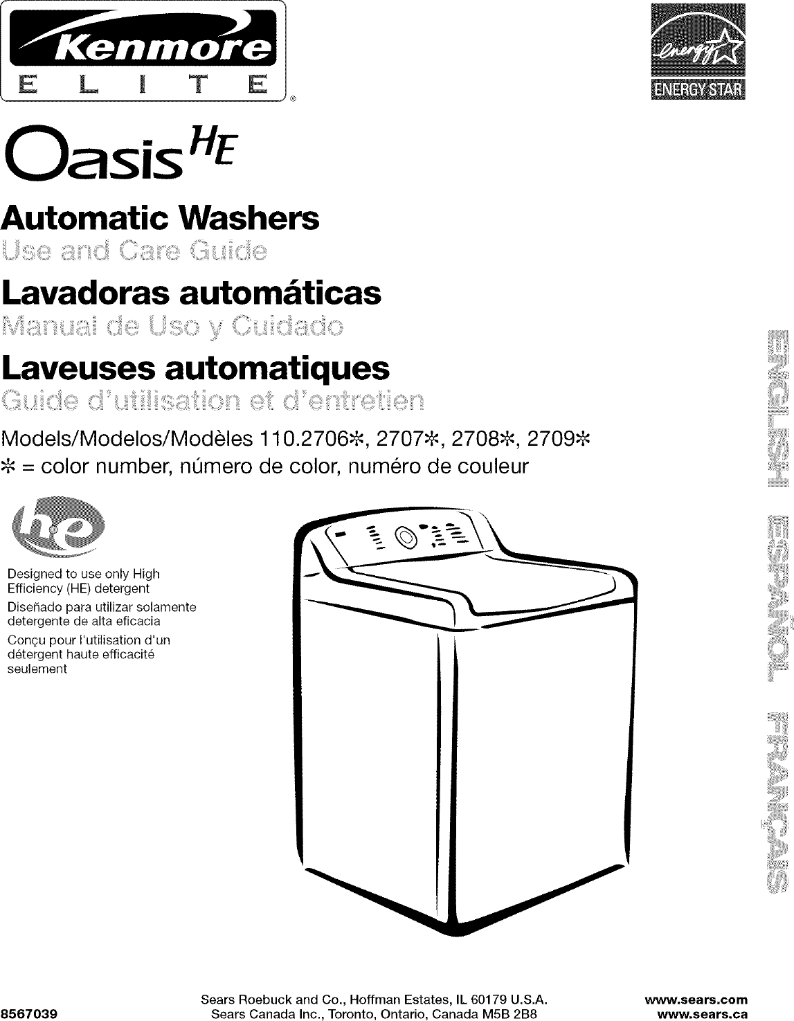 Kenmore Elite 11027082600 User Manual RESIDENTIAL WASHER Manuals And Guides L0512076