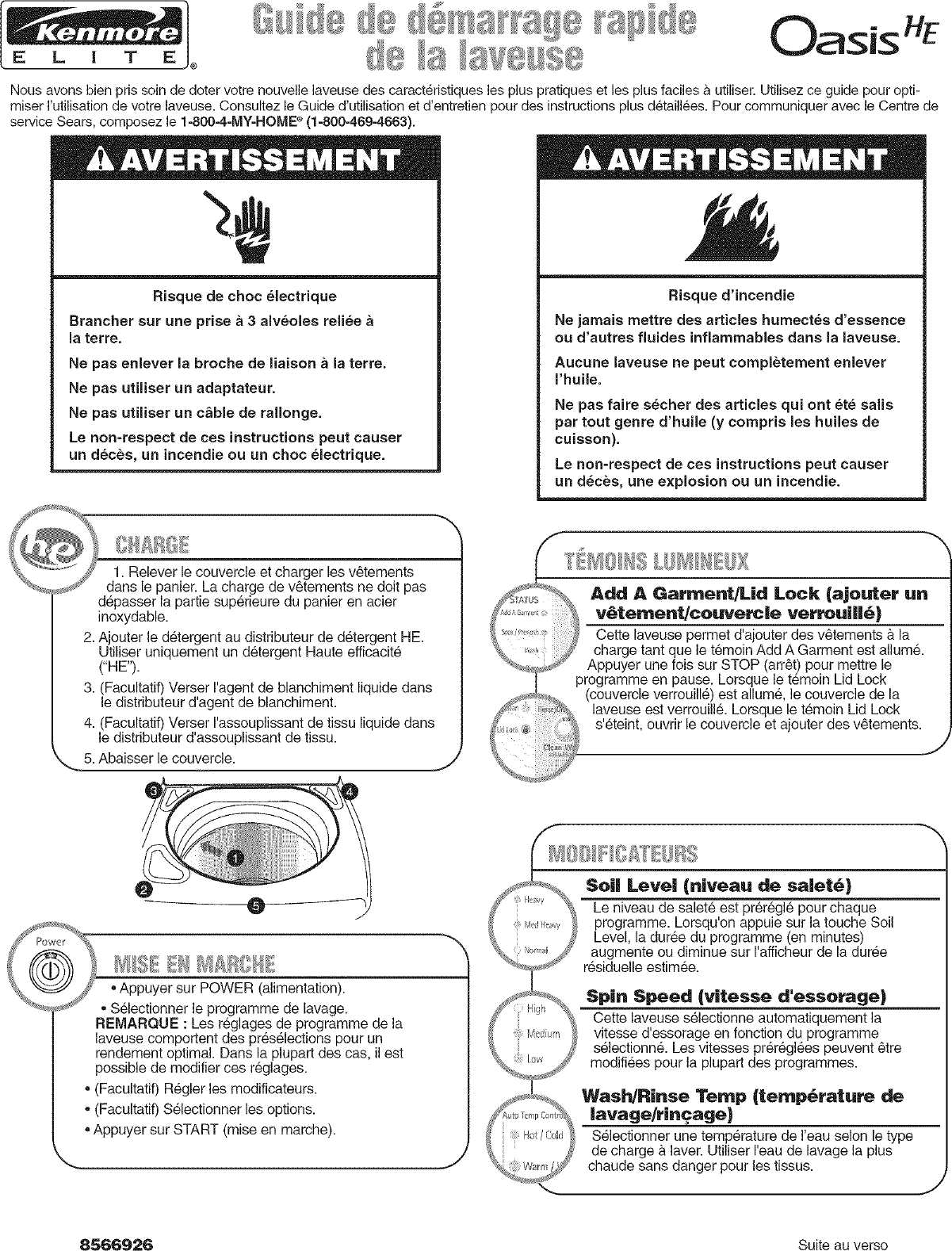 Page 5 of 6 - Kenmore Elite 11027082601 User Manual  RESIDENTIAL WASHER - Manuals And Guides L0606294