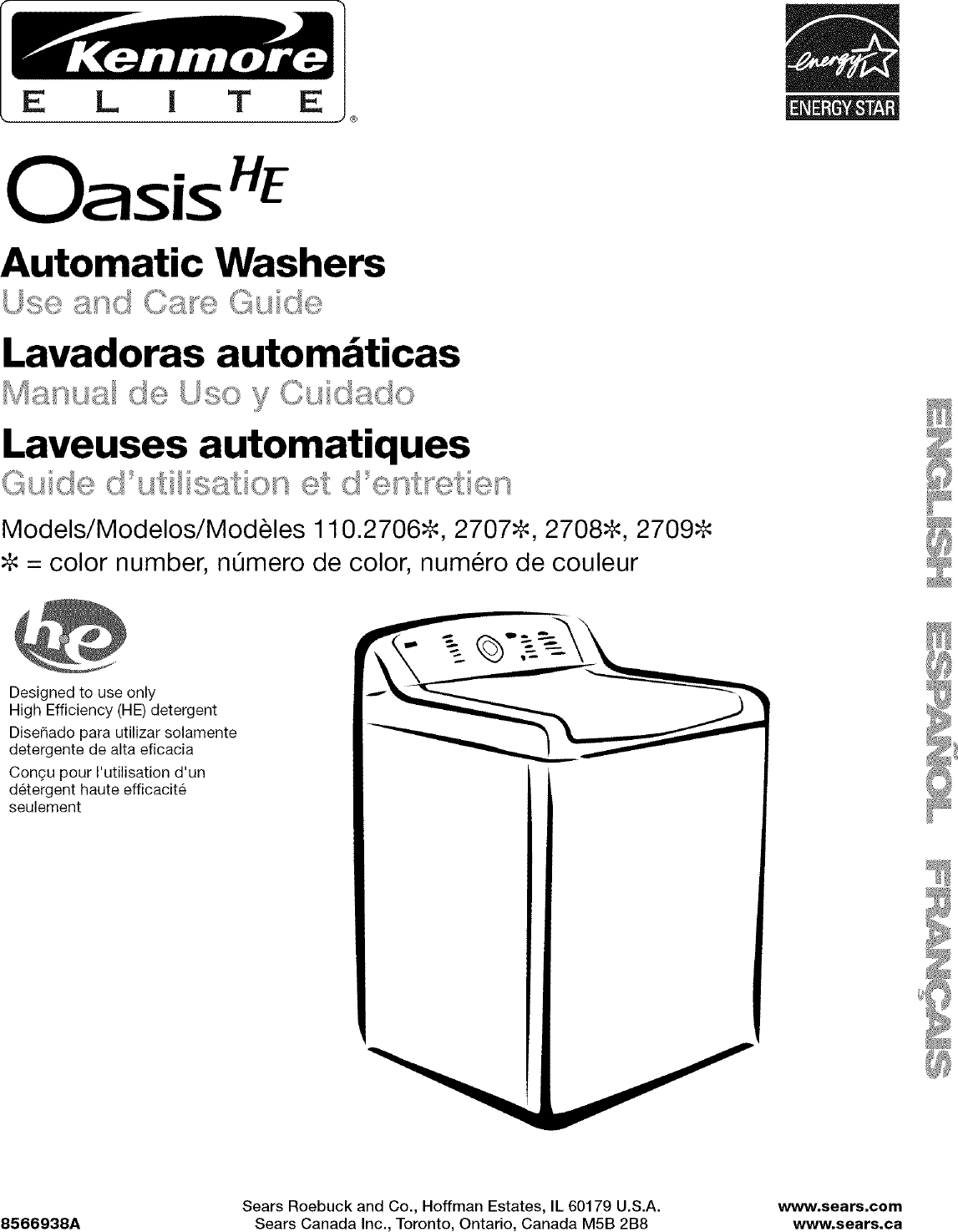 Kenmore Elite 11027087601 User Manual RESIDENTIAL WASHER Manuals And