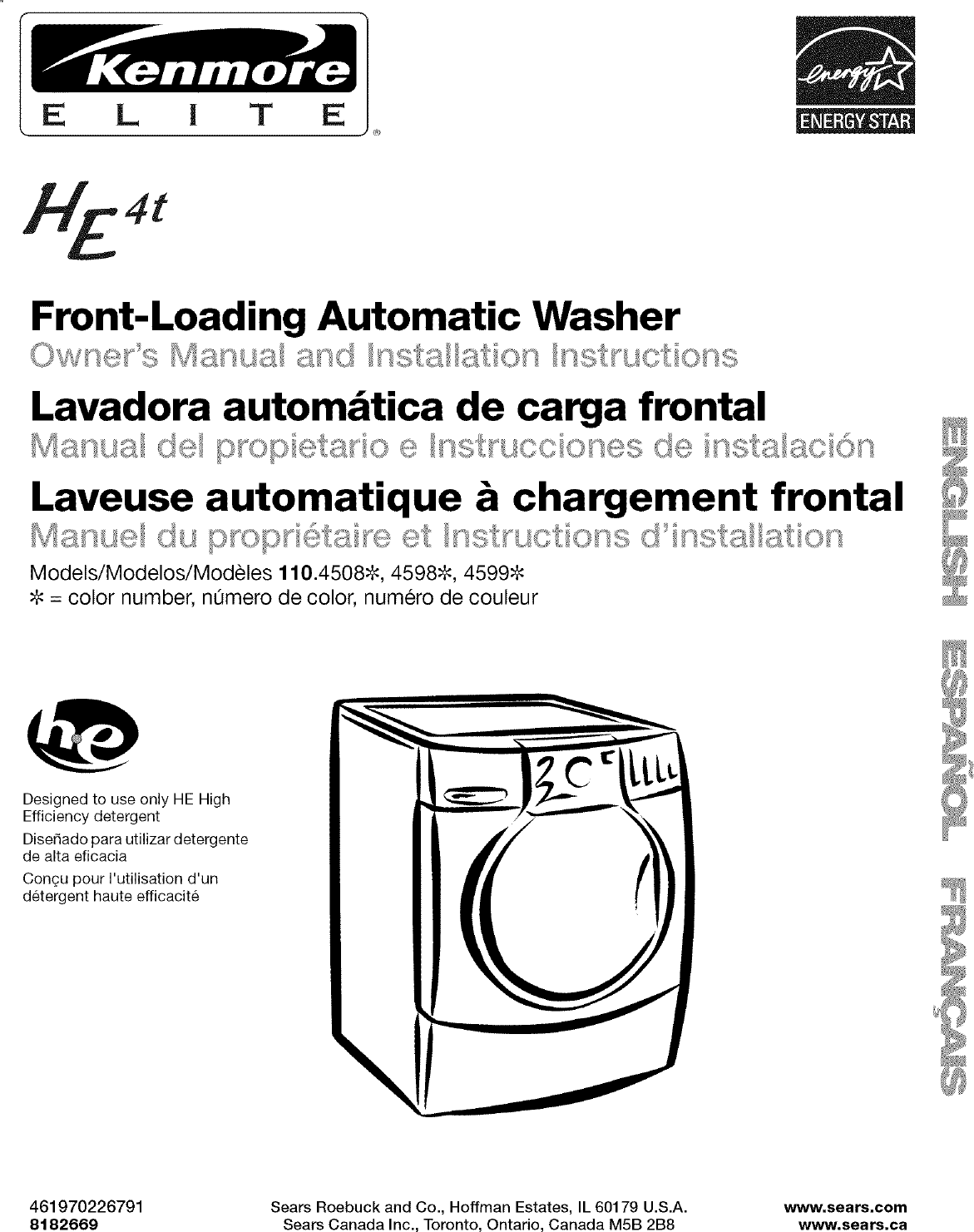 Kenmore Elite 11045081401 L0603170 User Manual RESIDENTIAL WASHER Manuals And Guides