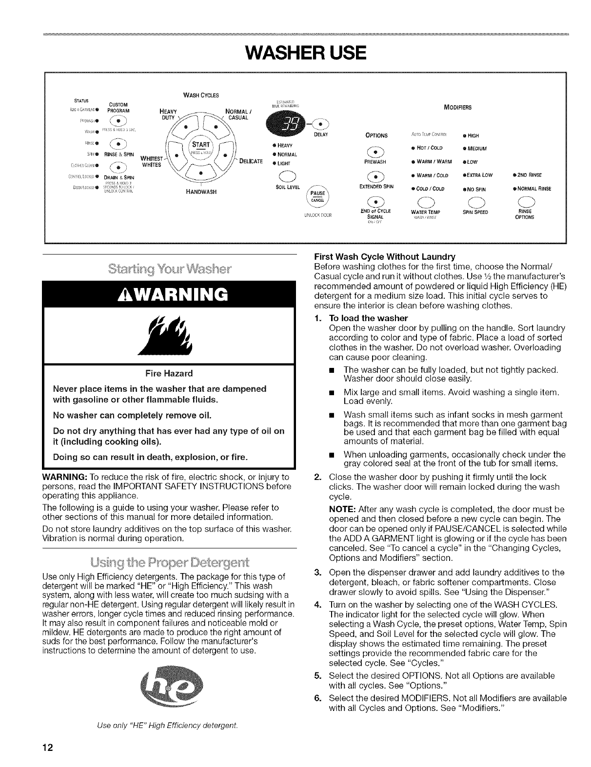 Kenmore Elite 11045862402 User Manual RESIDENTIAL WASHER Manuals And