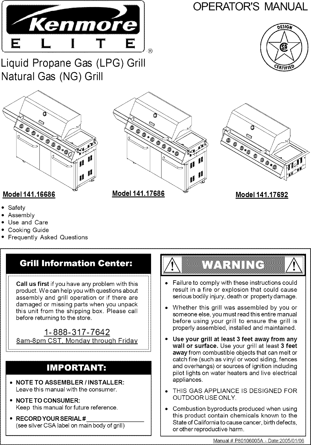 Kenmore Elite 14116686 User Manual GAS GRILL Manuals And Guides L0504503