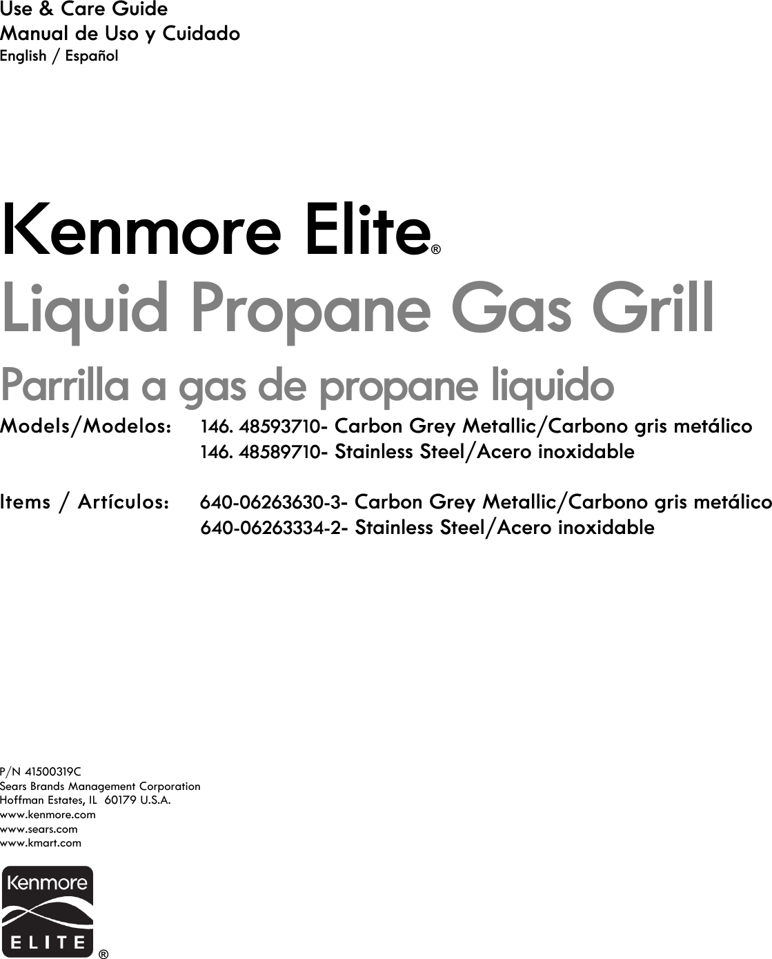 Kenmore Elite 14648589710 DANGER User Manual GAS GRILL Manuals And