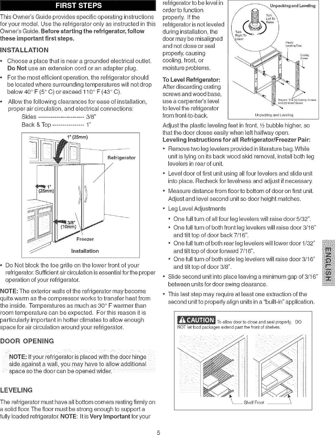 Page 5 of 11 - Kenmore Elite 25344703000 User Manual  REFRIGERATOR - Manuals And Guides L0502183
