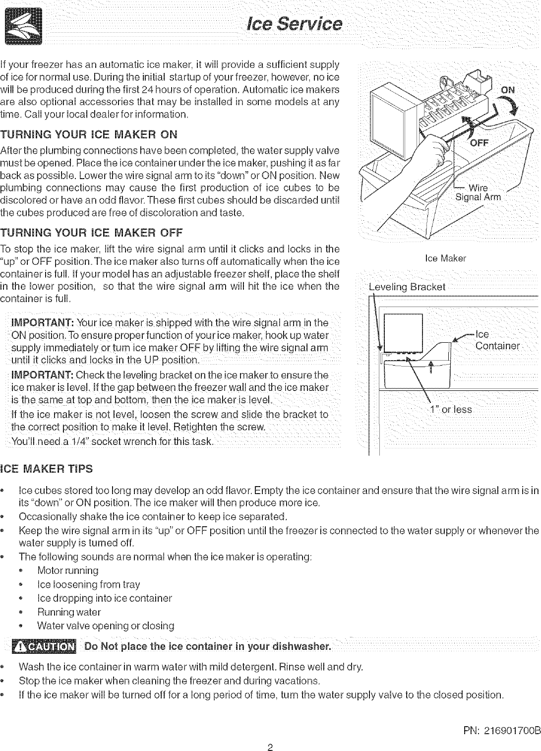 Page 2 of 2 - Kenmore Elite 25344713101 User Manual  FREEZER - Manuals And Guides L0504505