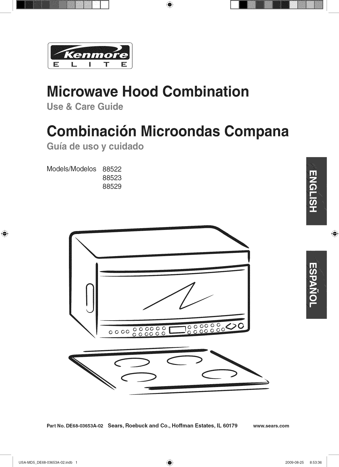 Kenmore Elite 40188522011 1009345L User Manual MICROWAVE/HOOD COMBO ...