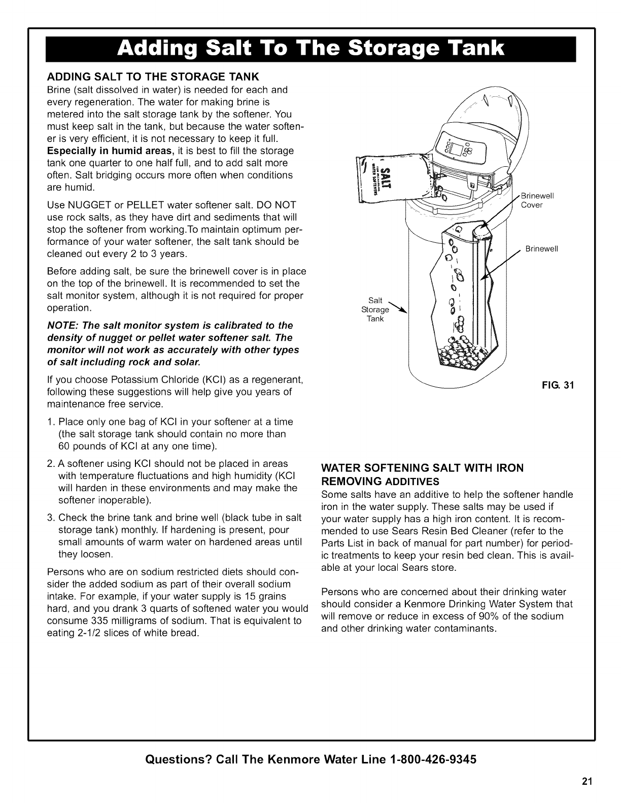 Kenmore Elite 625384260 User Manual WATER SOFTENER Manuals And Guides