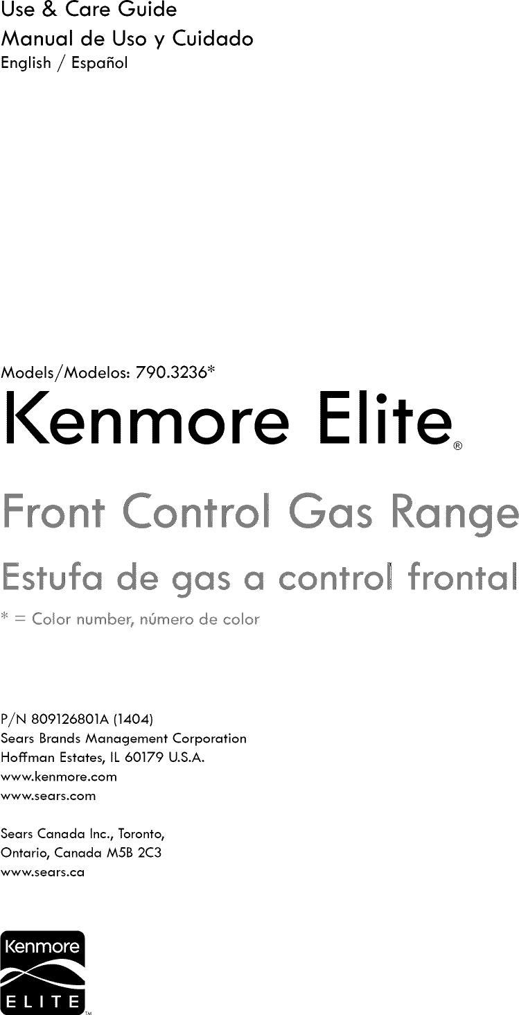 Kenmore Elite 79032363410 User Manual GAS RANGE Manuals And Guides 1410060L