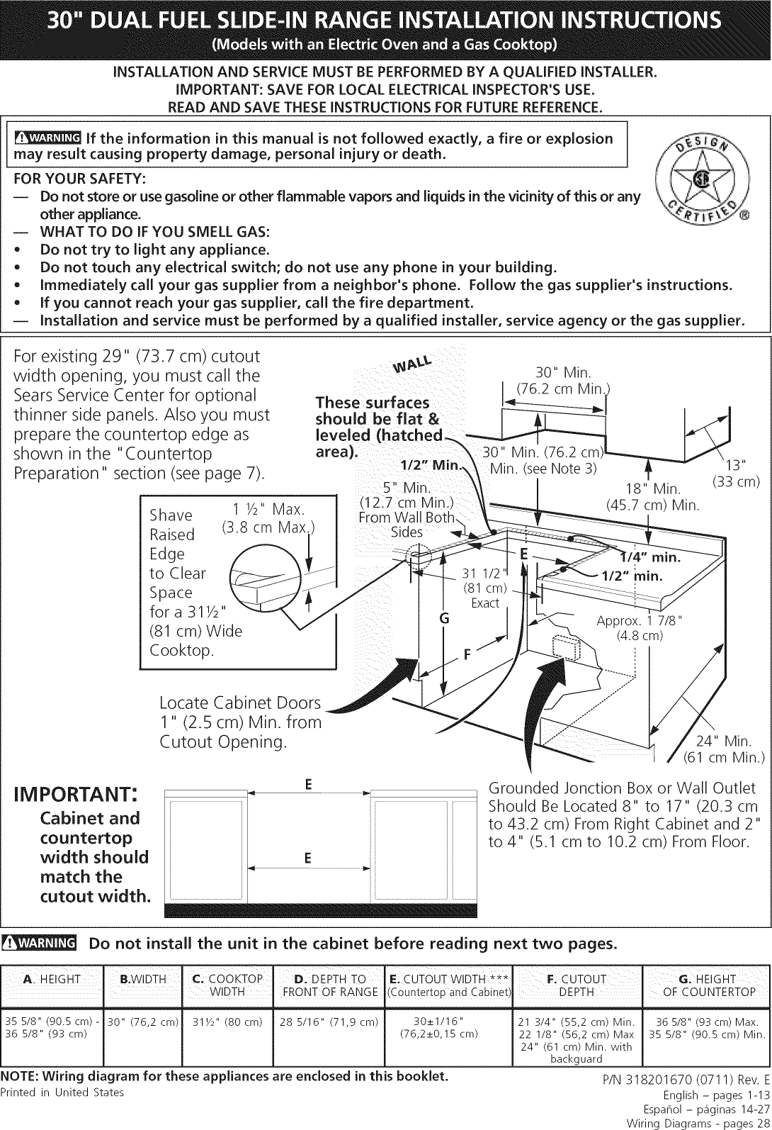 Instructions for kenmore electric range
