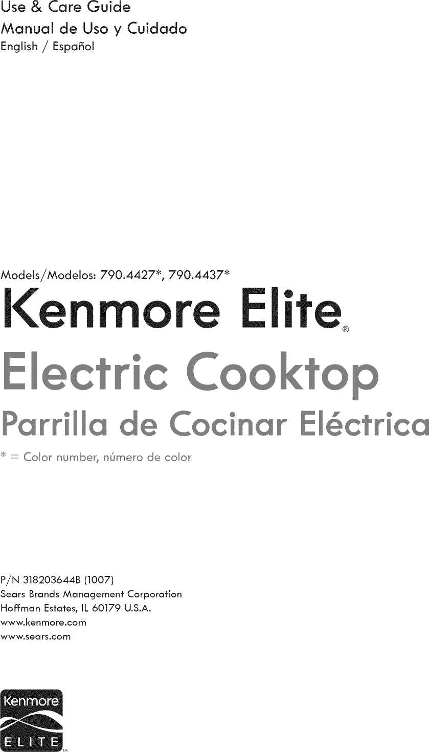 Kenmore Elite 79044272000 1008997L User Manual COOKTOP Manuals And Guides