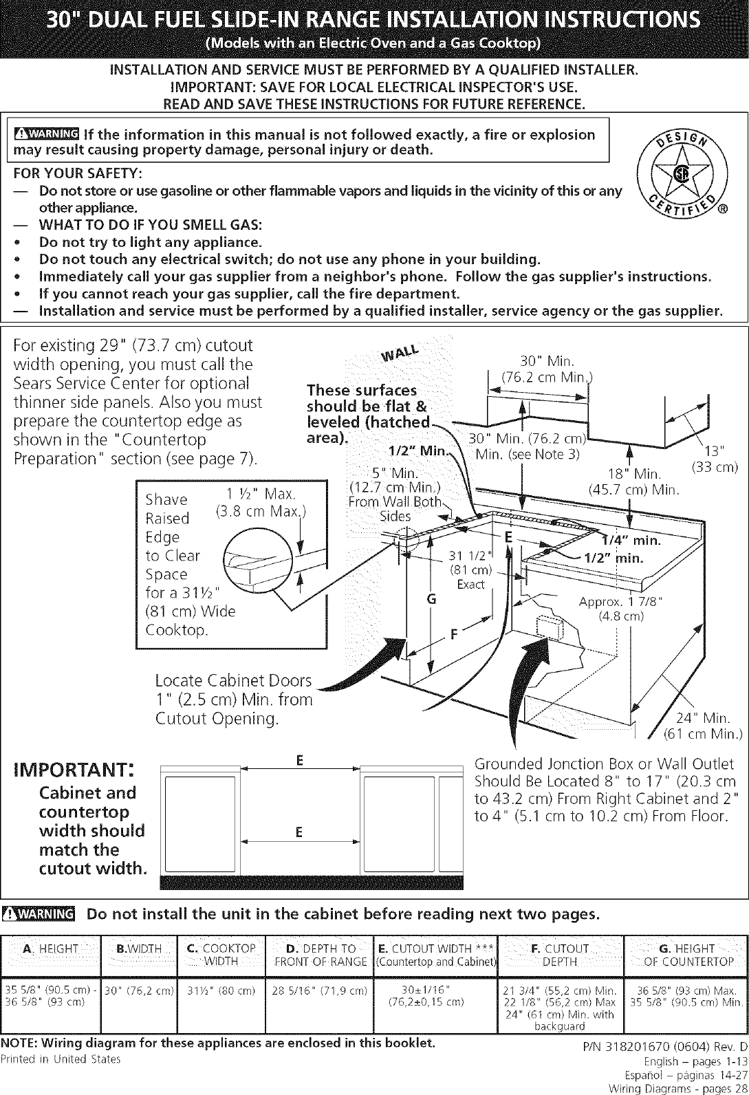 Kenmore Elite 79046629505 User Manual DUAL FUEL RANGE Manuals And