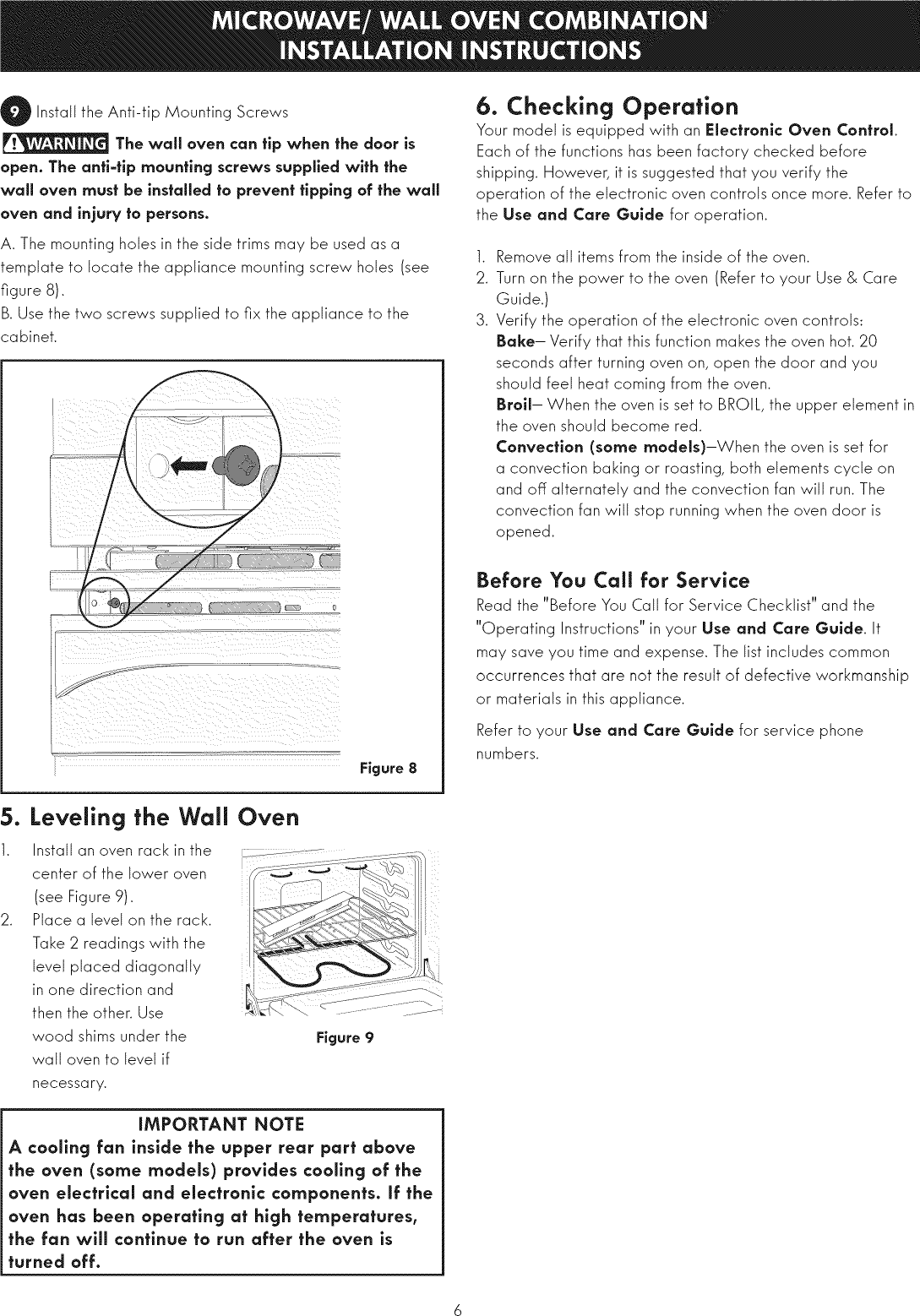 Page 6 of 12 - Kenmore Elite 79048909000 User Manual  WALL OVEN/MICROWAVE COMBO - Manuals And Guides 1009400L