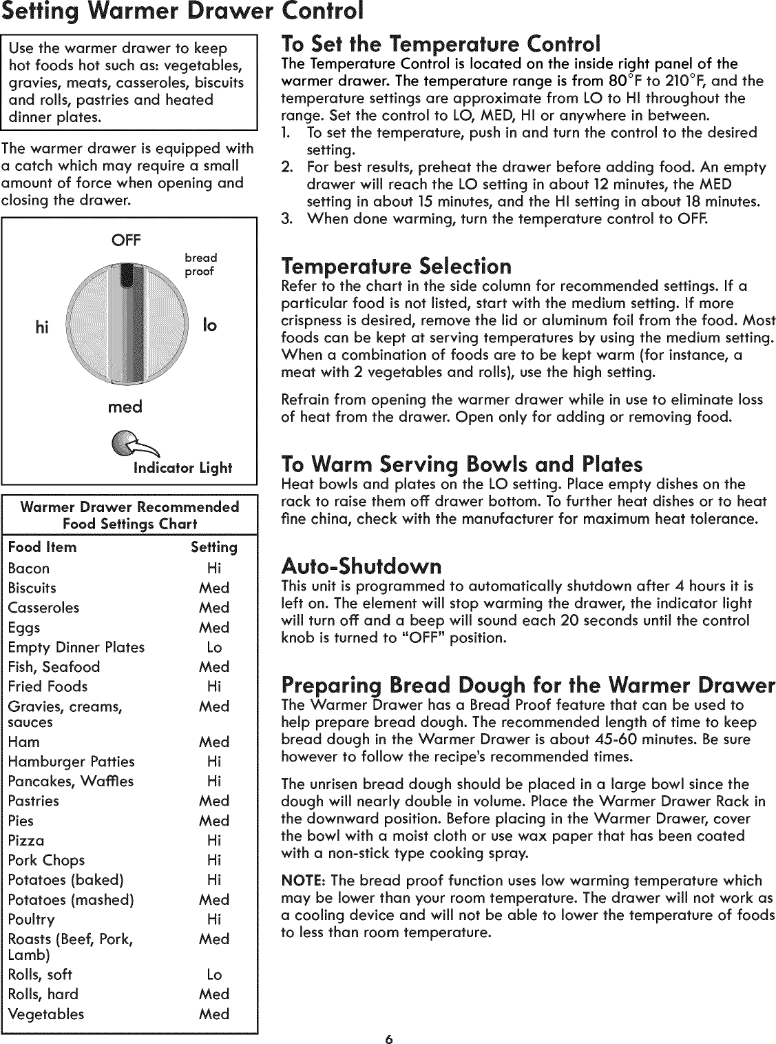 Page 6 of 10 - Kenmore Elite 79049283000 1008651L User Manual  WARMER DRAWER - Manuals And Guides