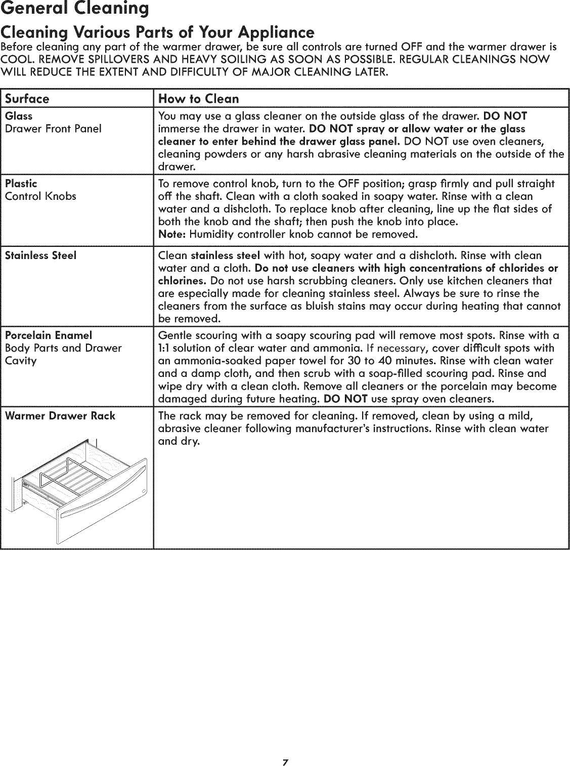 Page 7 of 10 - Kenmore Elite 79049283000 1008651L User Manual  WARMER DRAWER - Manuals And Guides