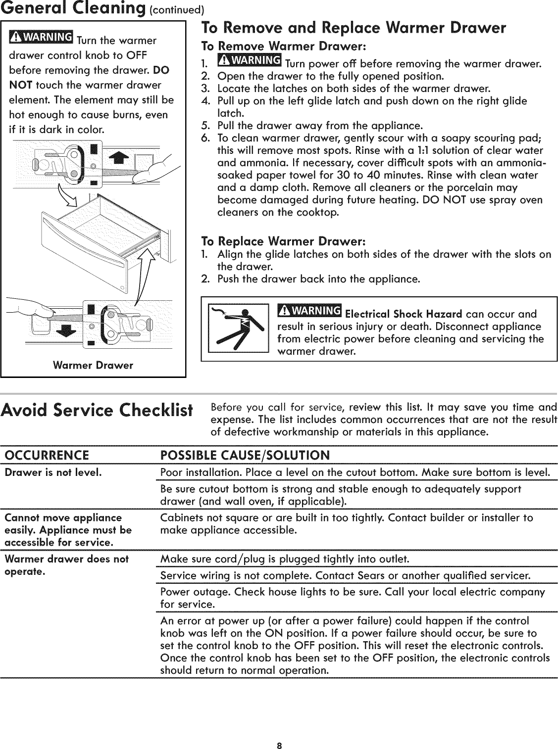 Page 8 of 10 - Kenmore Elite 79049283000 1008651L User Manual  WARMER DRAWER - Manuals And Guides