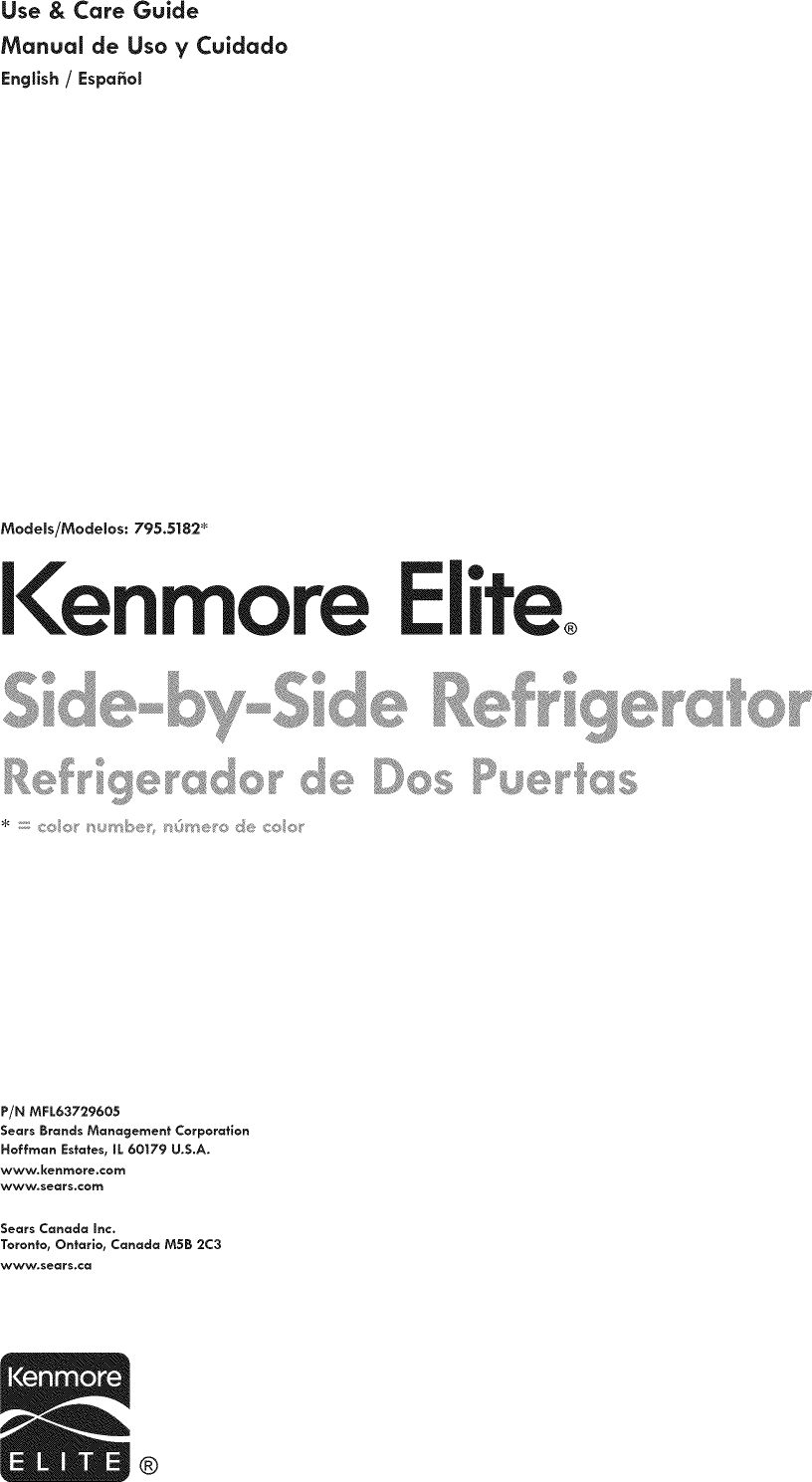 Kenmore Elite 79551822410 User Manual REFRIGERATOR Manuals And Guides