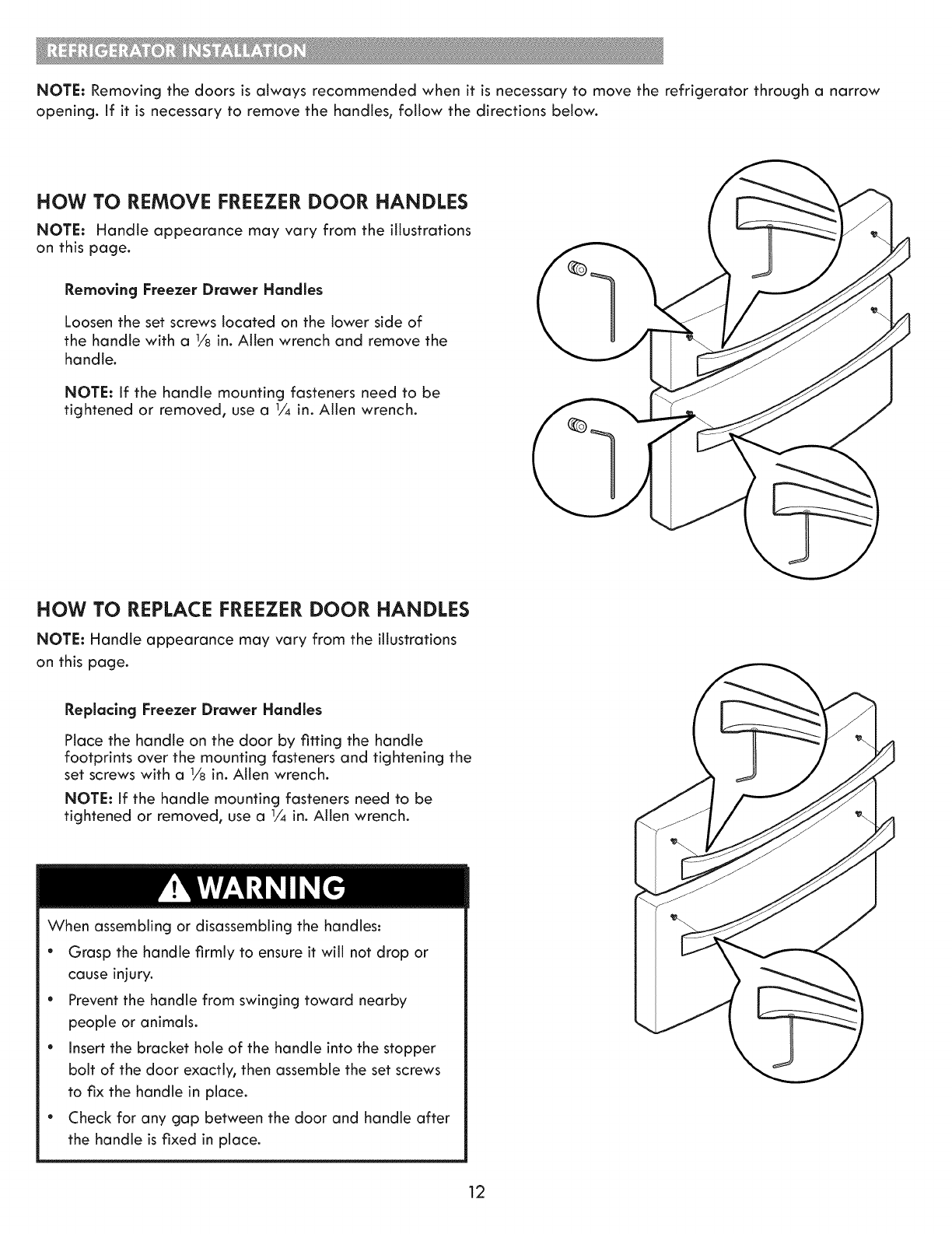 How To Tighten Loose Fridge Refrigerator Plus Freezer Door Handles Youtube