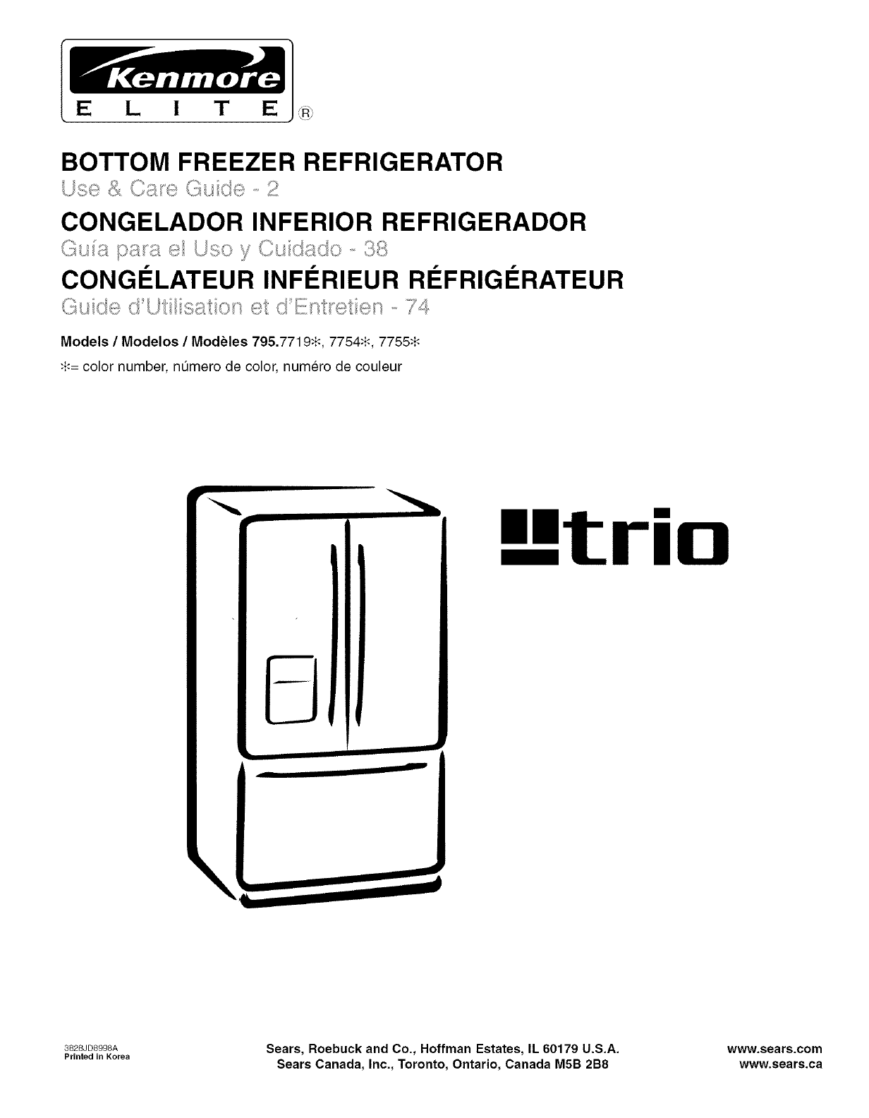 kenmore trio refrigerator