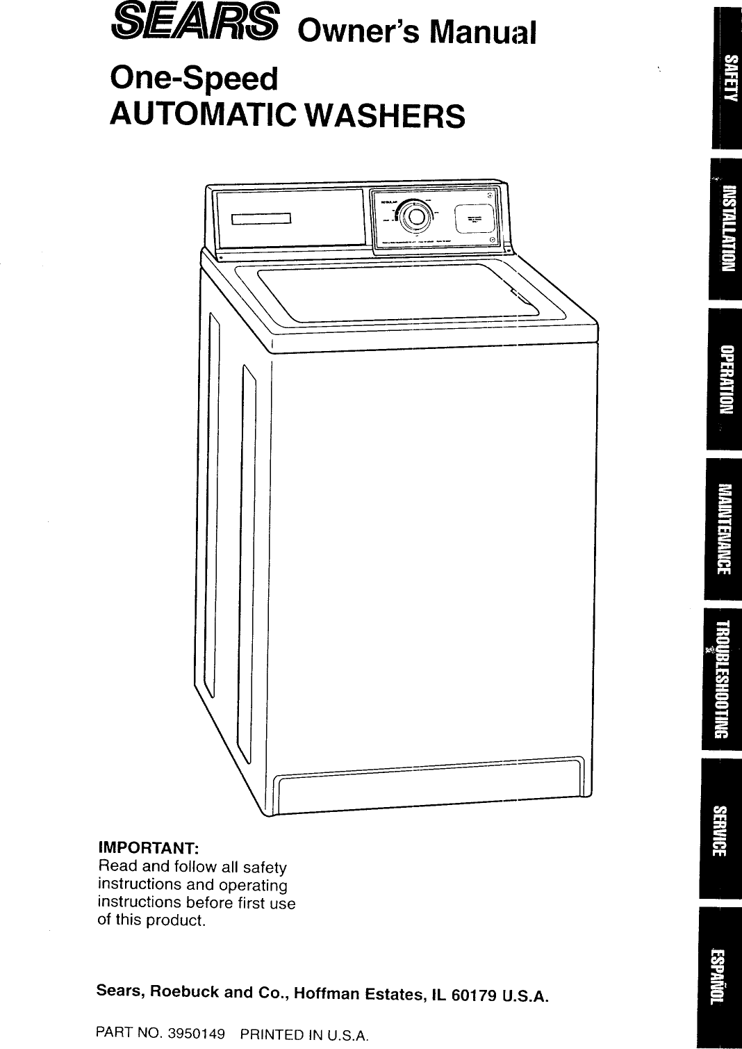 Kenmore 11016101690 User Manual AUTOMATIC WASHER Manuals And Guides ...