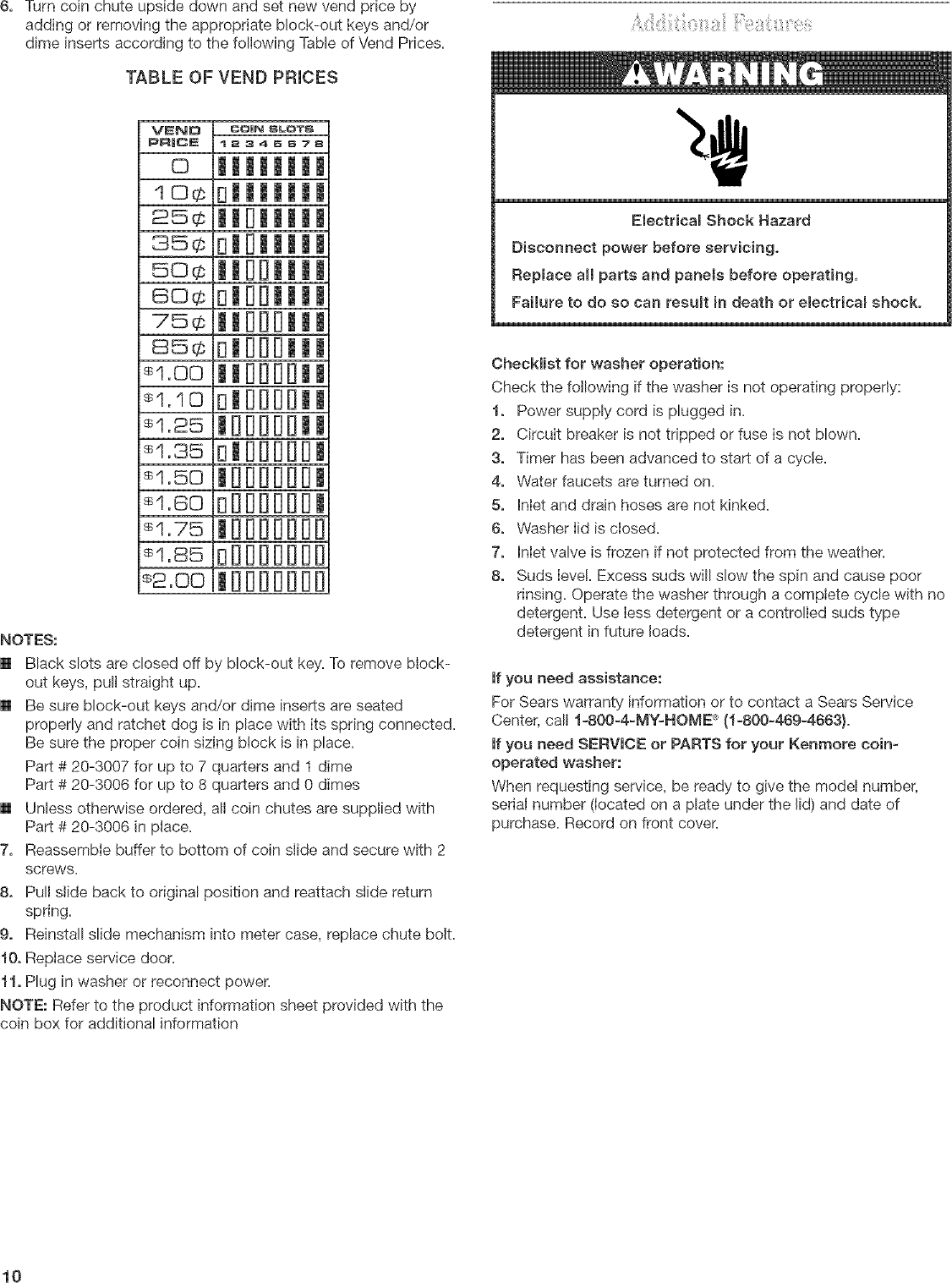 Page 10 of 12 - Kenmore 11026152500 User Manual  WASHER COMMERCIAL - Manuals And Guides L0523237