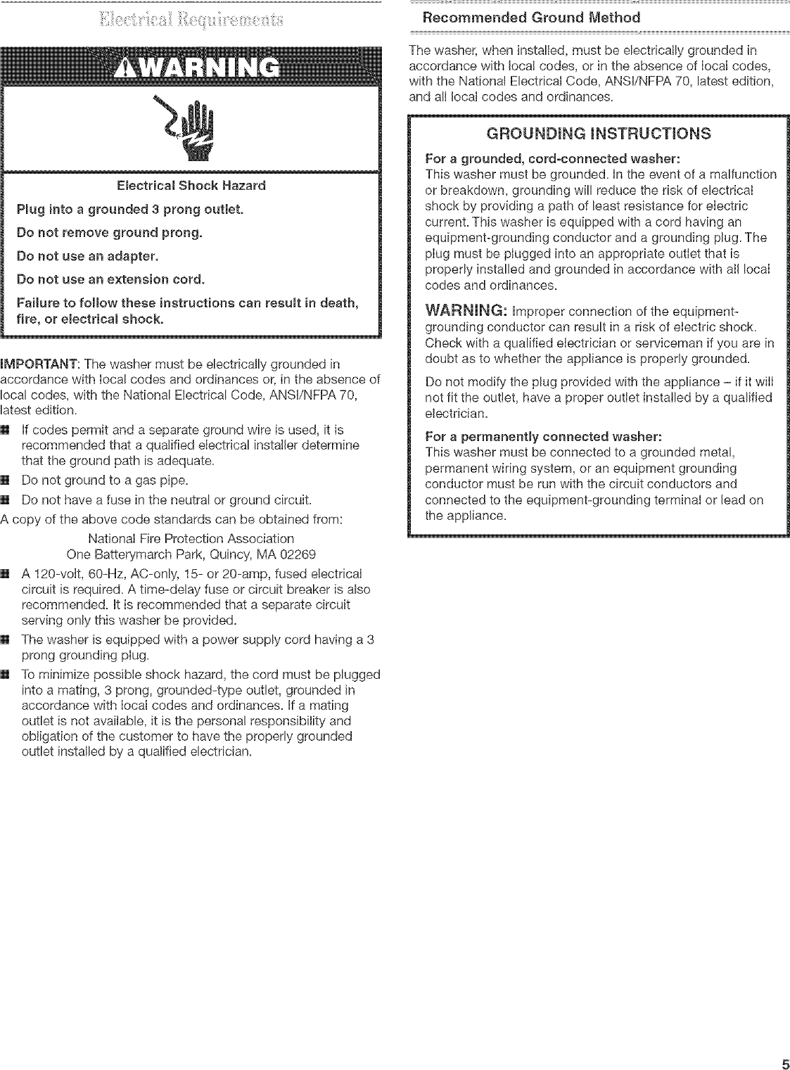 Page 5 of 12 - Kenmore 11026152500 User Manual  WASHER COMMERCIAL - Manuals And Guides L0523237