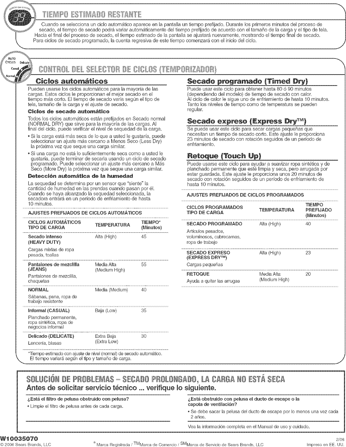 Page 4 of 4 - Kenmore 11087572601 User Manual  RESIDENTIAL DRYER - Manuals And Guides L0705118