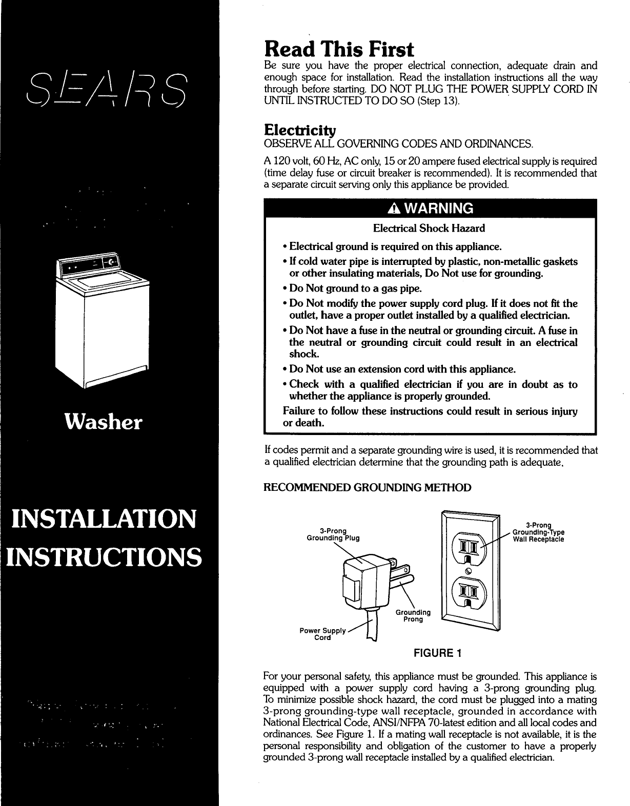 Page 1 of 8 - Kenmore 11092380200 User Manual  WASHER - Manuals And Guides 1506243L