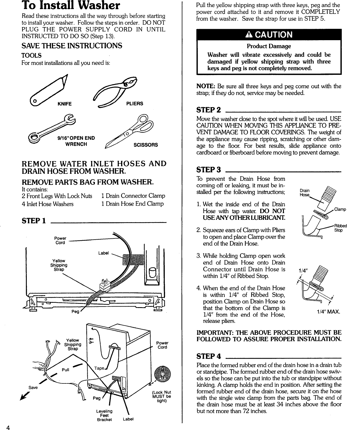 Page 4 of 8 - Kenmore 11092380200 User Manual  WASHER - Manuals And Guides 1506243L