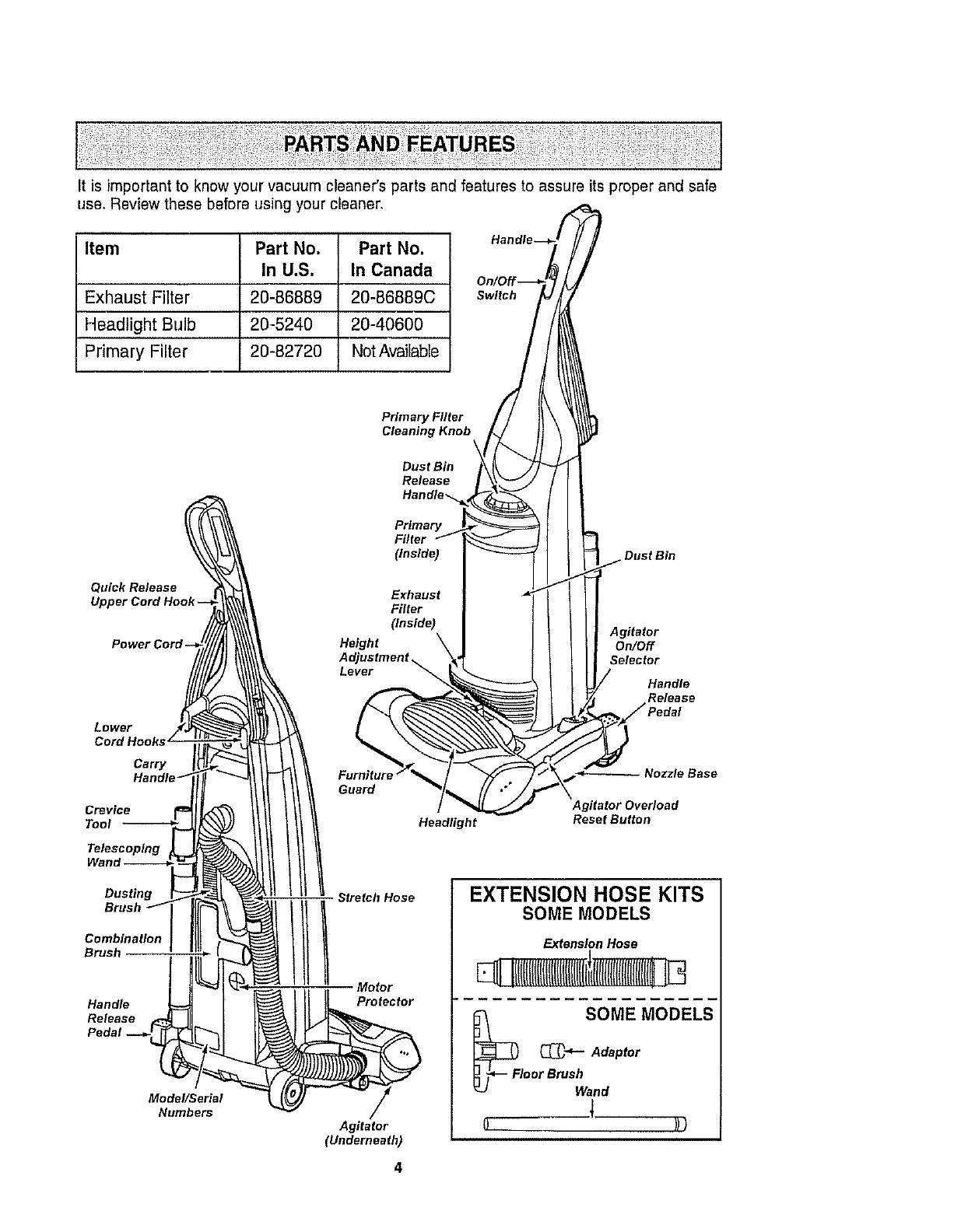 Kenmore Progressive Vacuum Parts Manual