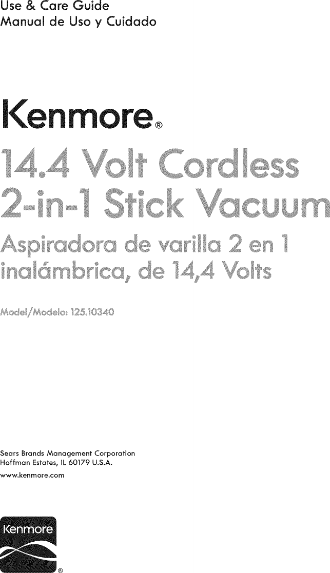 Kenmore 12510340 User Manual VACUUM Manuals And Guides 1507008L