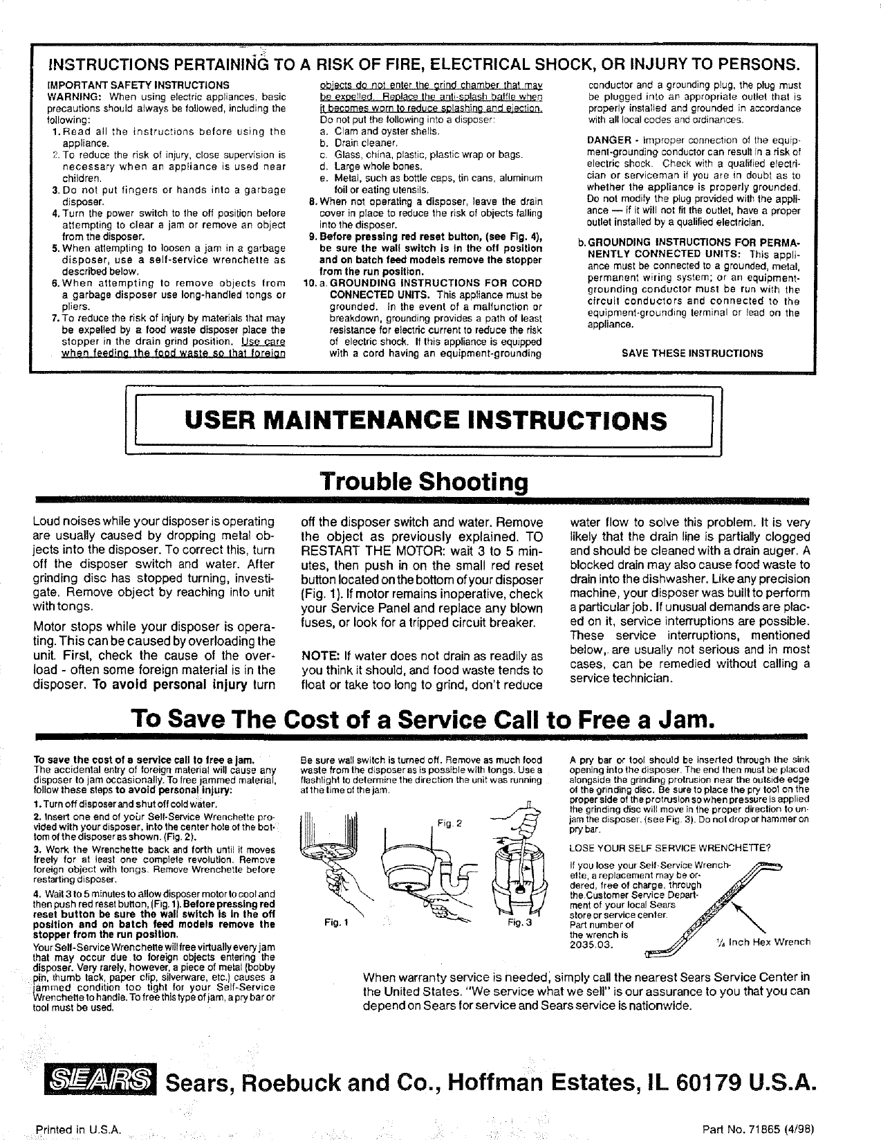 Page 10 of 10 - Kenmore 17560514 User Manual  DISPOSER (IN-SINK-ERATOR) - Manuals And Guides L0712592