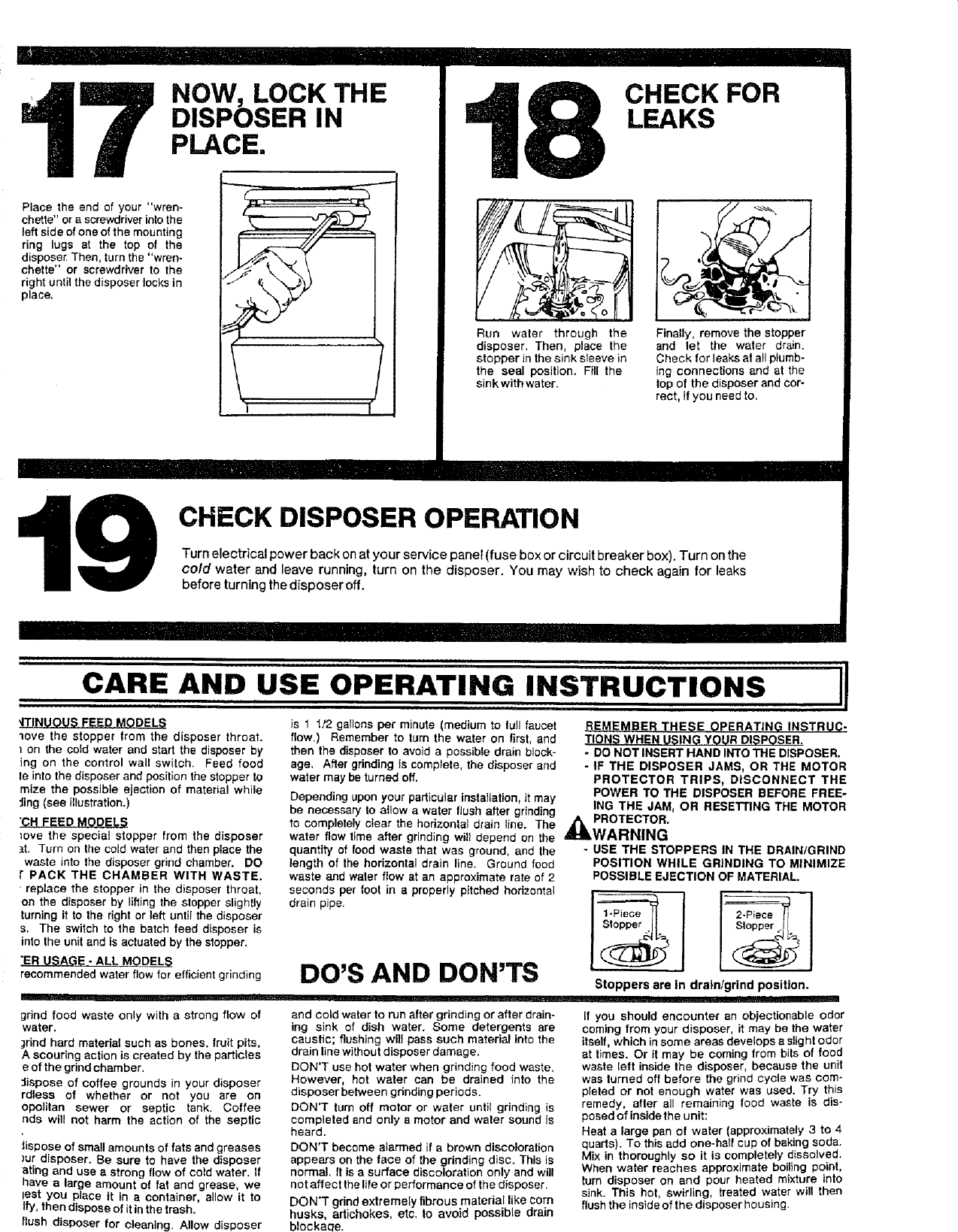 Page 9 of 10 - Kenmore 17560514 User Manual  DISPOSER (IN-SINK-ERATOR) - Manuals And Guides L0712592