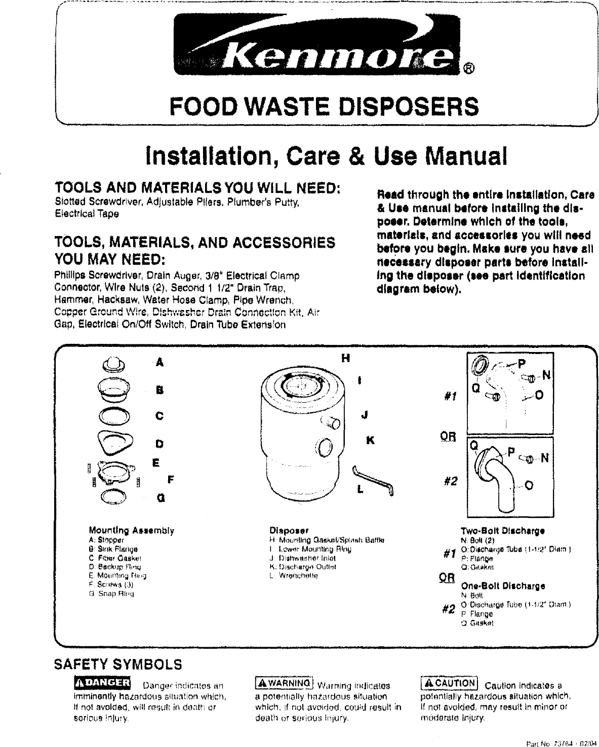 Page 1 of 8 - Kenmore 17560572 User Manual  FOOD WASTE DISPOSER - Manuals And Guides L0709059