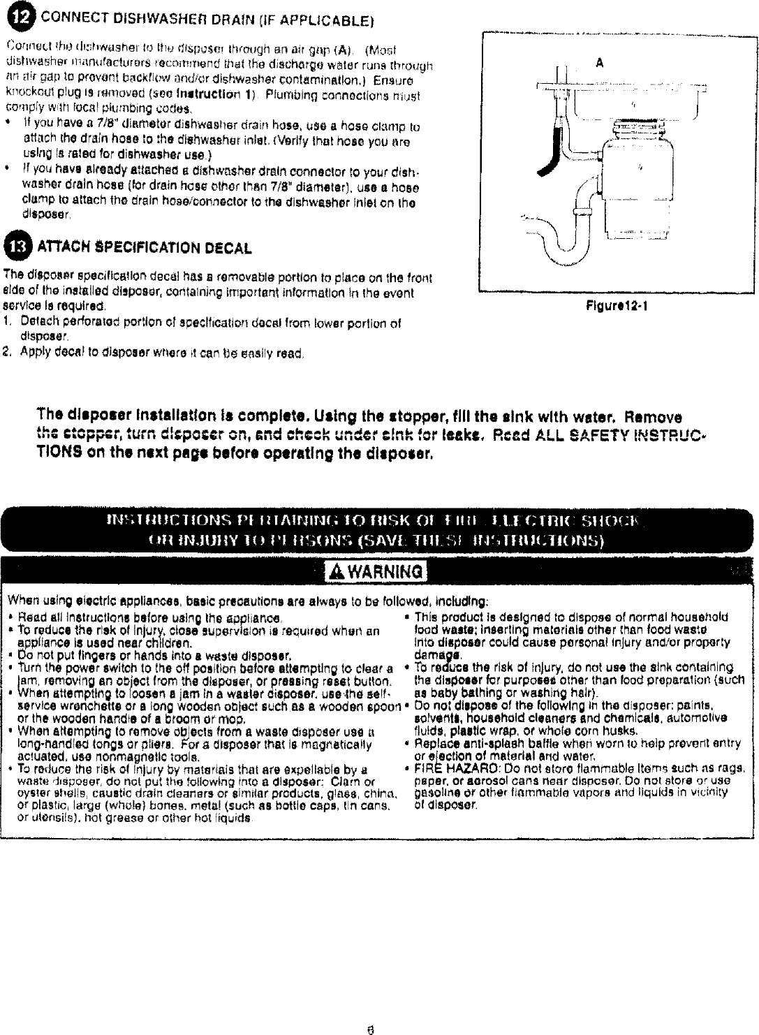 Page 6 of 8 - Kenmore 17560572 User Manual  FOOD WASTE DISPOSER - Manuals And Guides L0709059