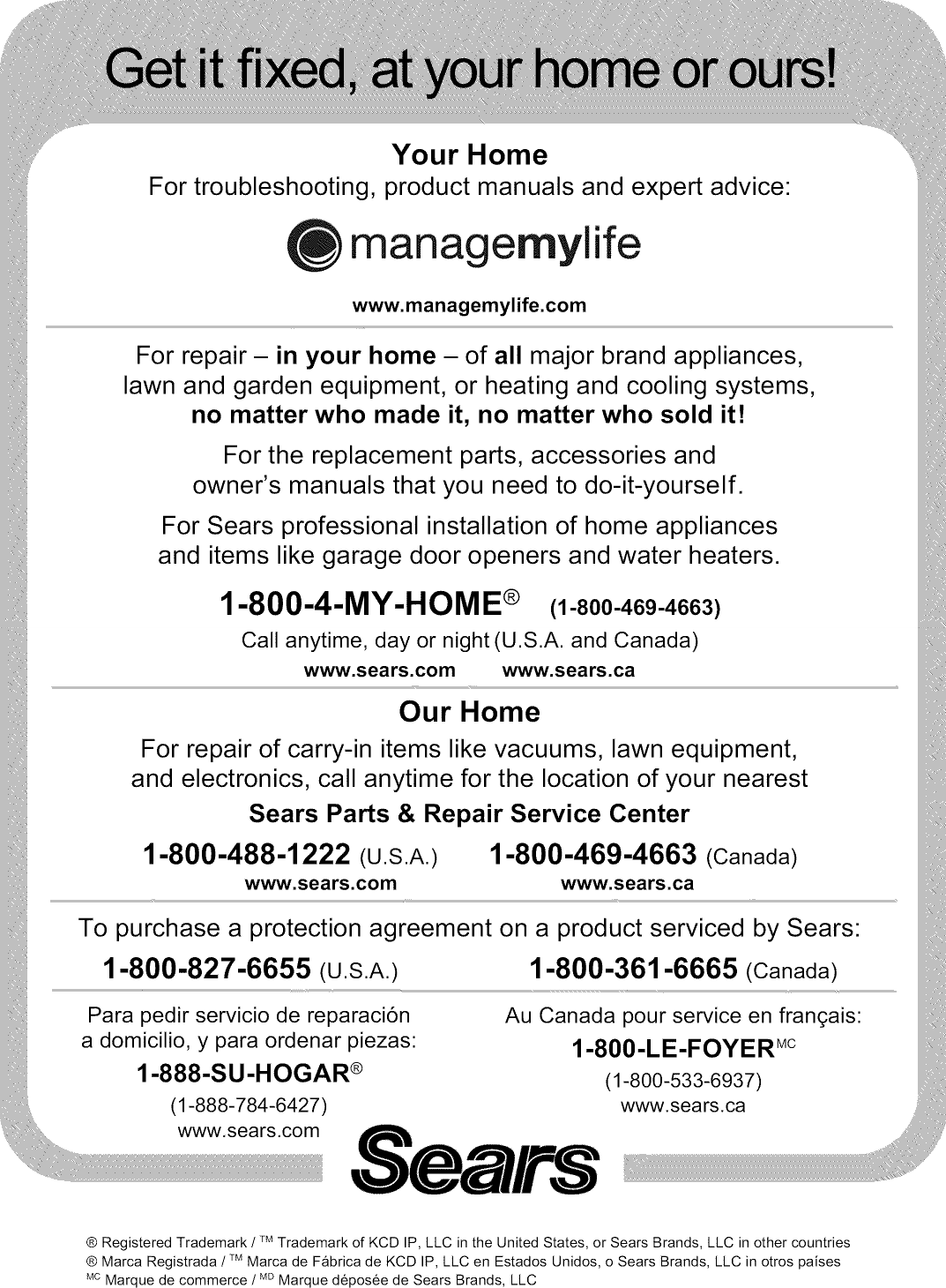 Page 12 of 12 - Kenmore 25370062011 User Manual  ROOM AIR CONDITIONER - Manuals And Guides 1206337L