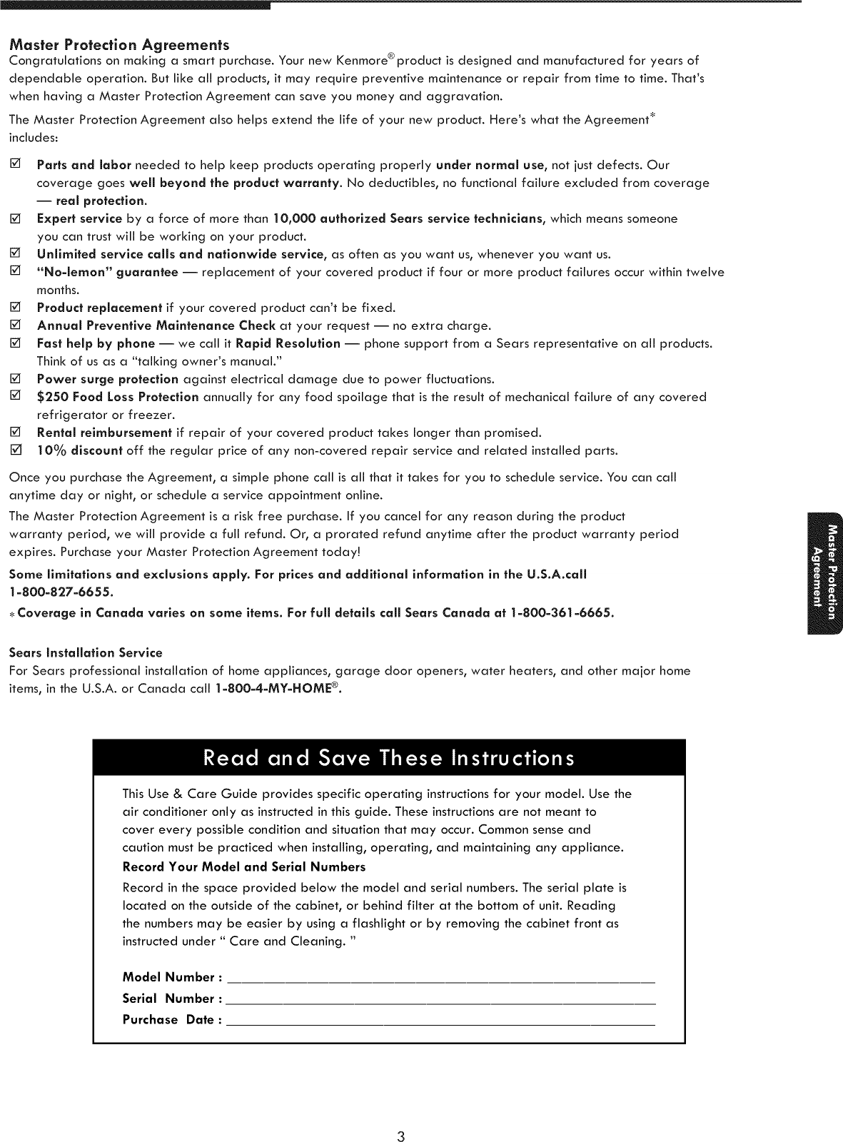 Page 3 of 12 - Kenmore 25370062011 User Manual  ROOM AIR CONDITIONER - Manuals And Guides 1206337L