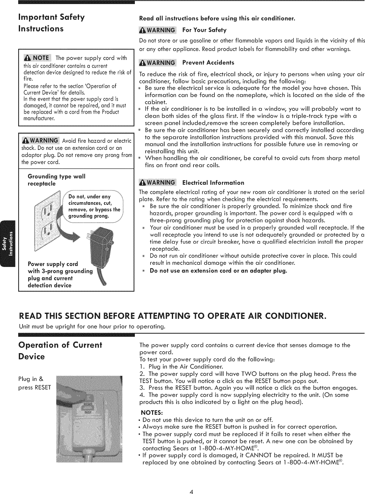 Page 4 of 12 - Kenmore 25370062011 User Manual  ROOM AIR CONDITIONER - Manuals And Guides 1206337L